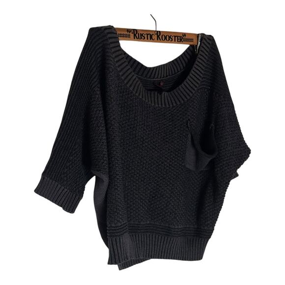 Womens Material Girl Cropped Slouch Scoop Neck Boho 90s like Gray Sweater Large - Picture 5 of 10